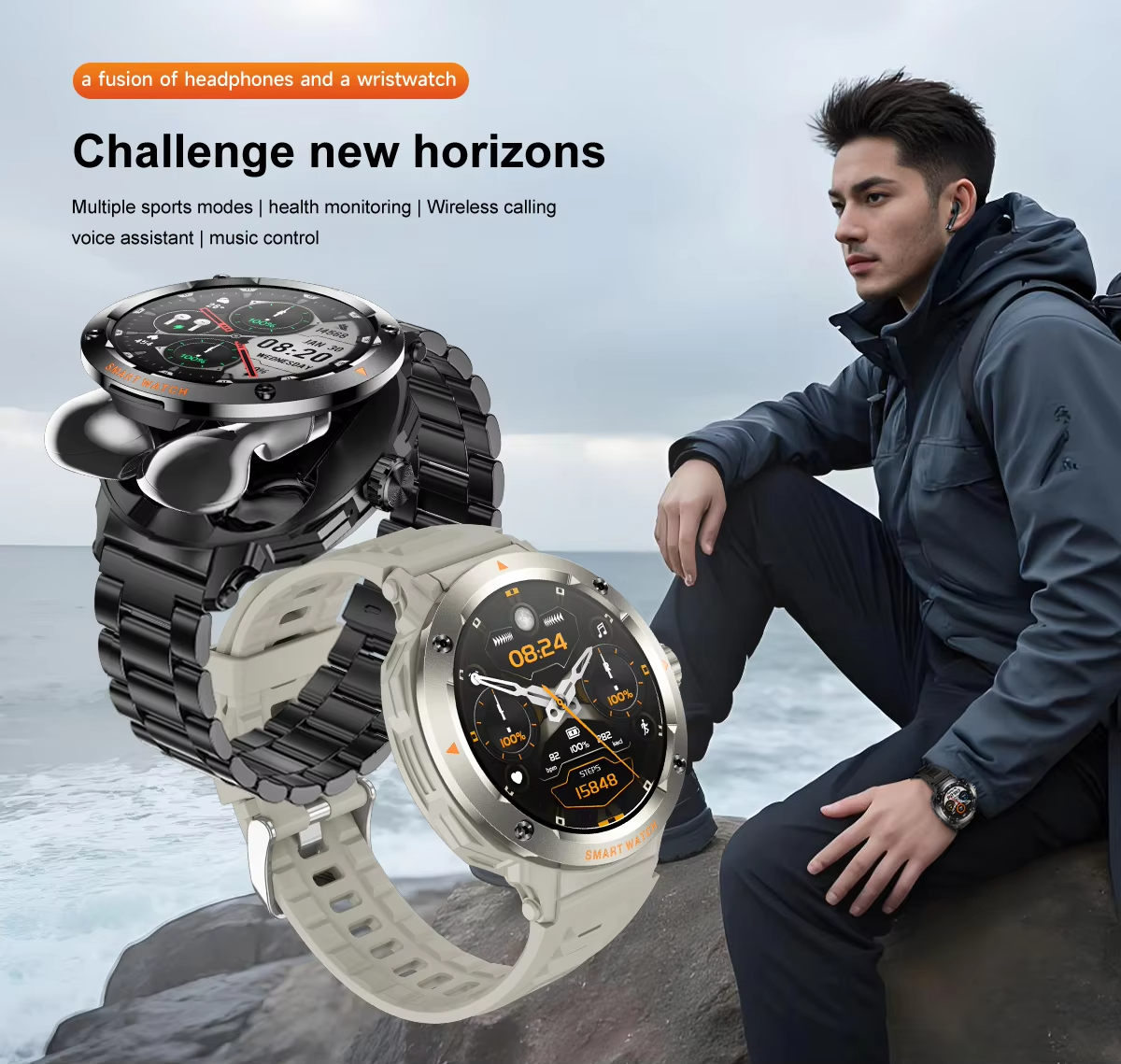 NFC Smart Watch Wireless Earph - مراجعة Smartwatch Headset وسعره