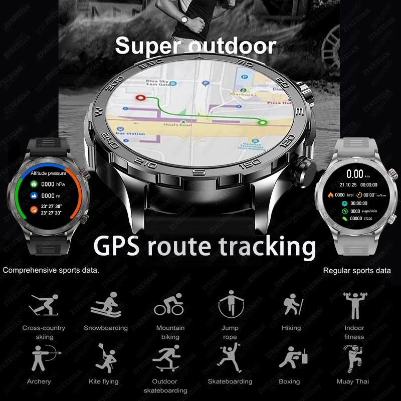 New GPS Track Smart Watch Men  - مراجعة Smartwatch Headset وسعره