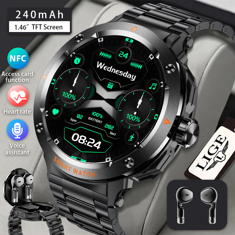 LIGE Men Earphone Smart Watch  - مراجعة Smartwatch Headset وسعره