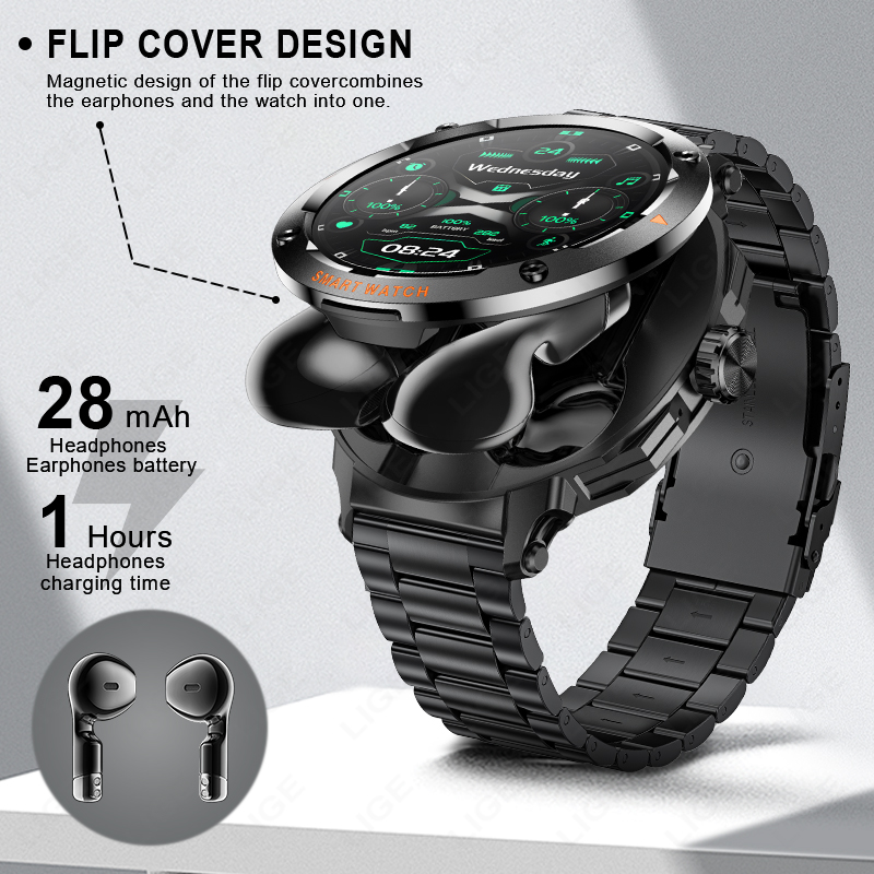 LIGE Men Earphone Smart Watch  - مراجعة Smartwatch Headset وسعره