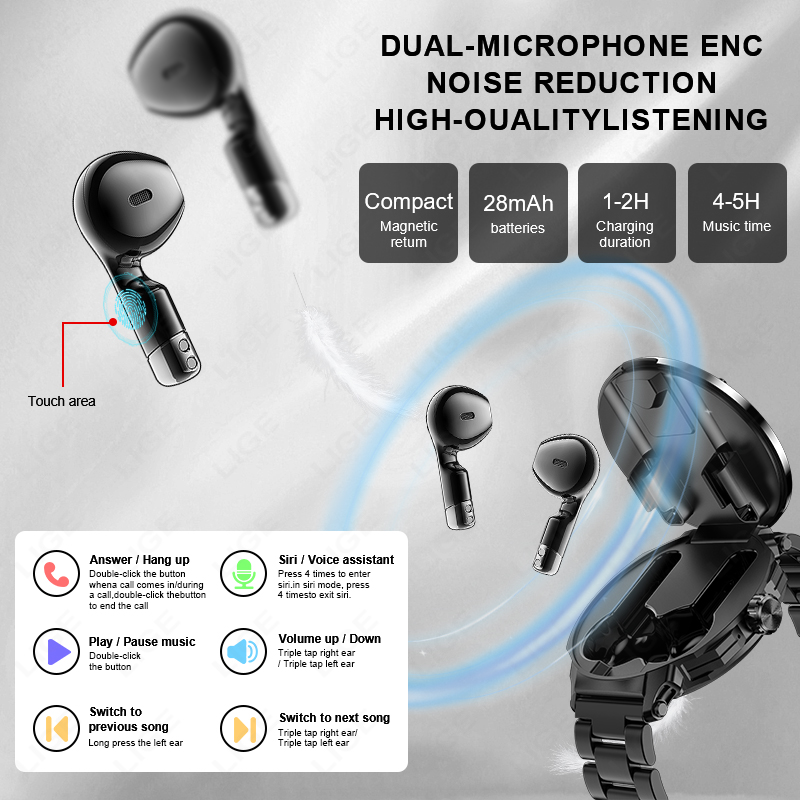 LIGE Men Earphone Smart Watch  - مراجعة Smartwatch Headset وسعره