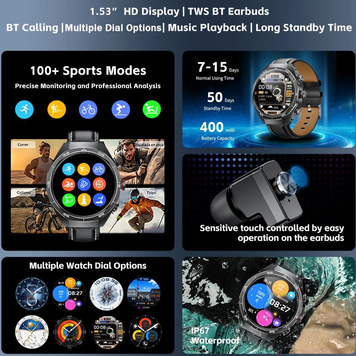NFC Headset Smart Watch 2 in 1 - مراجعة Smartwatch Headset وسعره