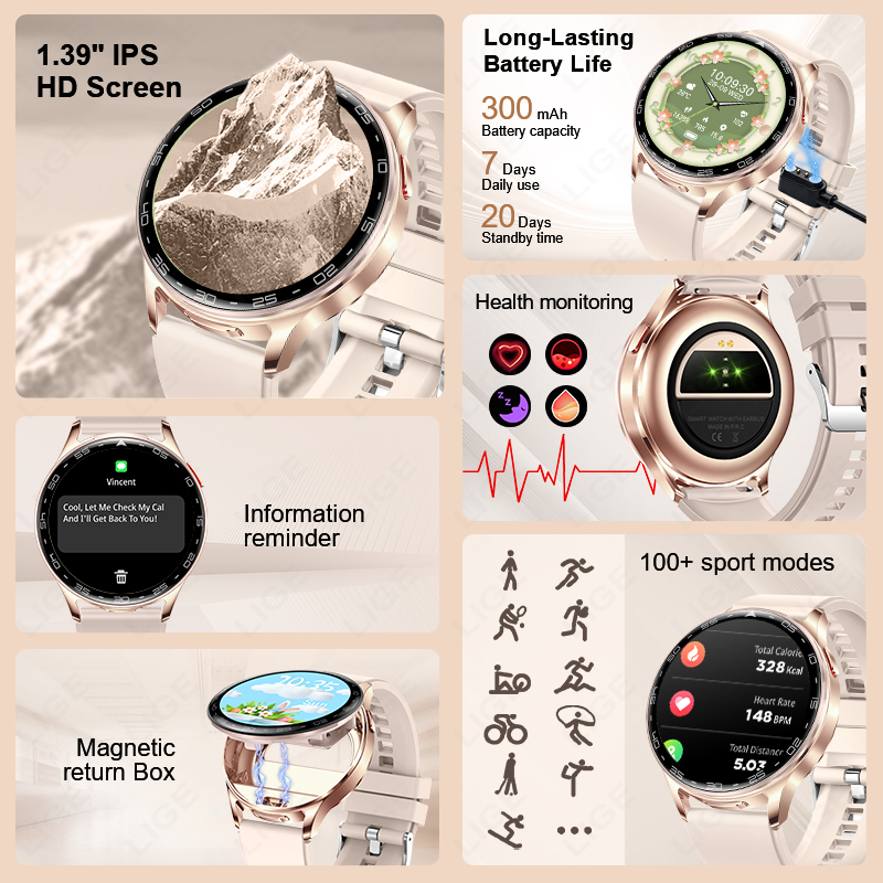LIGE 2 In 1 TWS Headset Smart  - مراجعة Smartwatch Headset وسعره