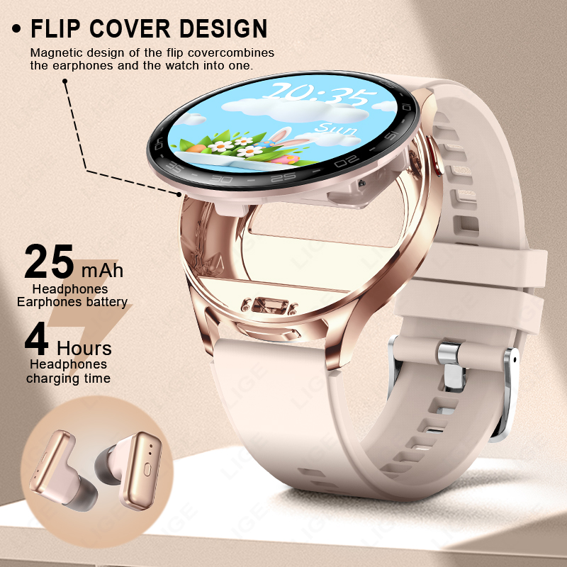 LIGE 2 In 1 TWS Headset Smart  - مراجعة Smartwatch Headset وسعره