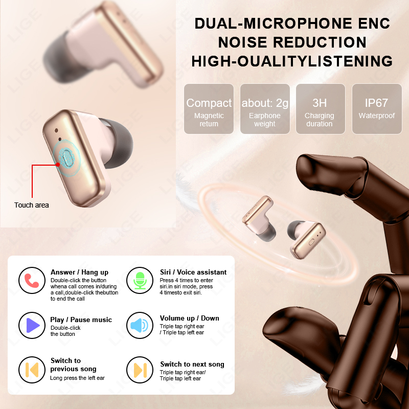 LIGE 2 In 1 TWS Headset Smart  - مراجعة Smartwatch Headset وسعره