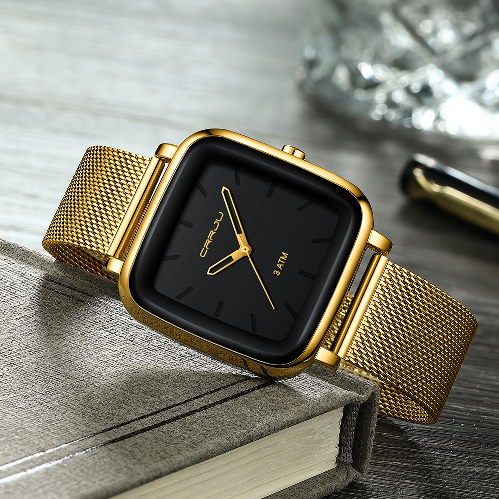 CRRJU Mens Watches Top Brand L - مراجعة Stainless Mesh Band وسعره