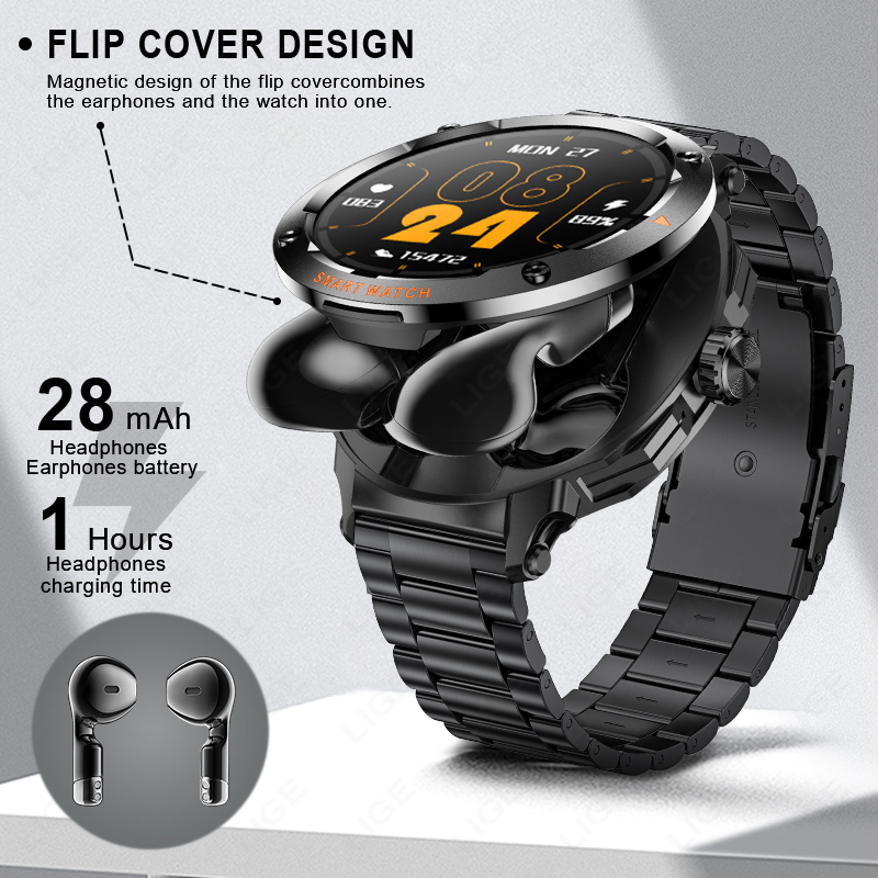 New Men's 2 In 1 Headset Smart - مراجعة Smartwatch Headset وسعره