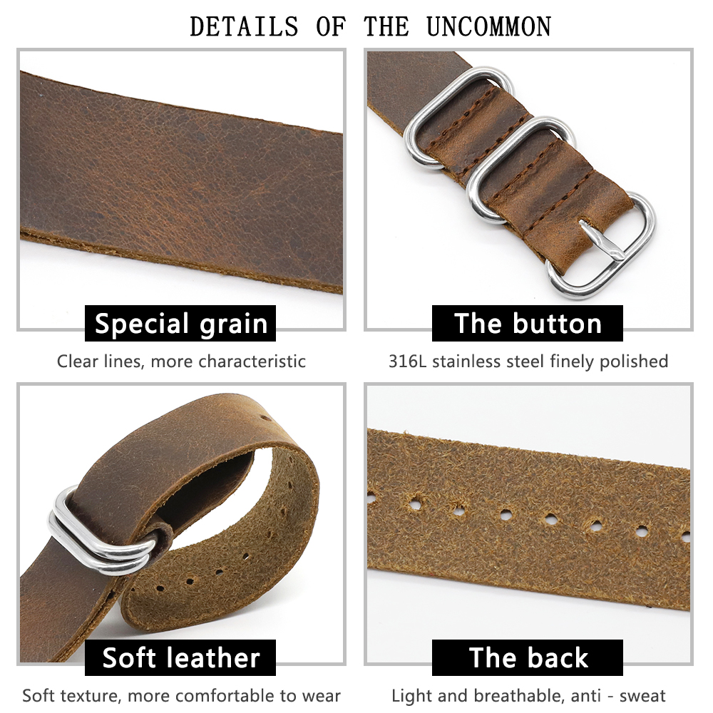Genuine Leather Watch Band 18m - مراجعة Nylon Nato Strap وسعره
