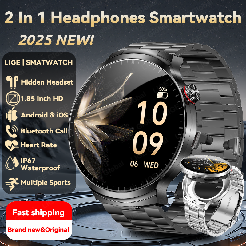 LIGE TWS 2 In 1 Headset Smart  - مراجعة Smartwatch Headset وسعره