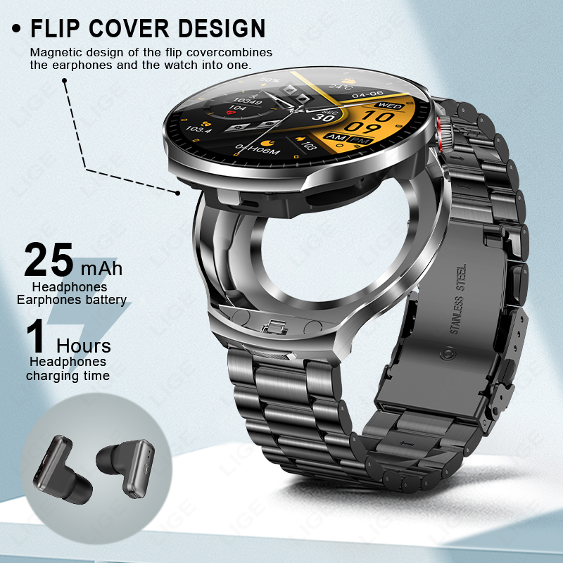 LIGE TWS 2 In 1 Headset Smart  - مراجعة Smartwatch Headset وسعره