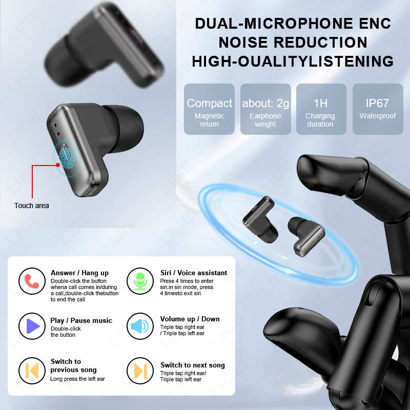 LIGE TWS 2 In 1 Headset Smart  - مراجعة Smartwatch Headset وسعره