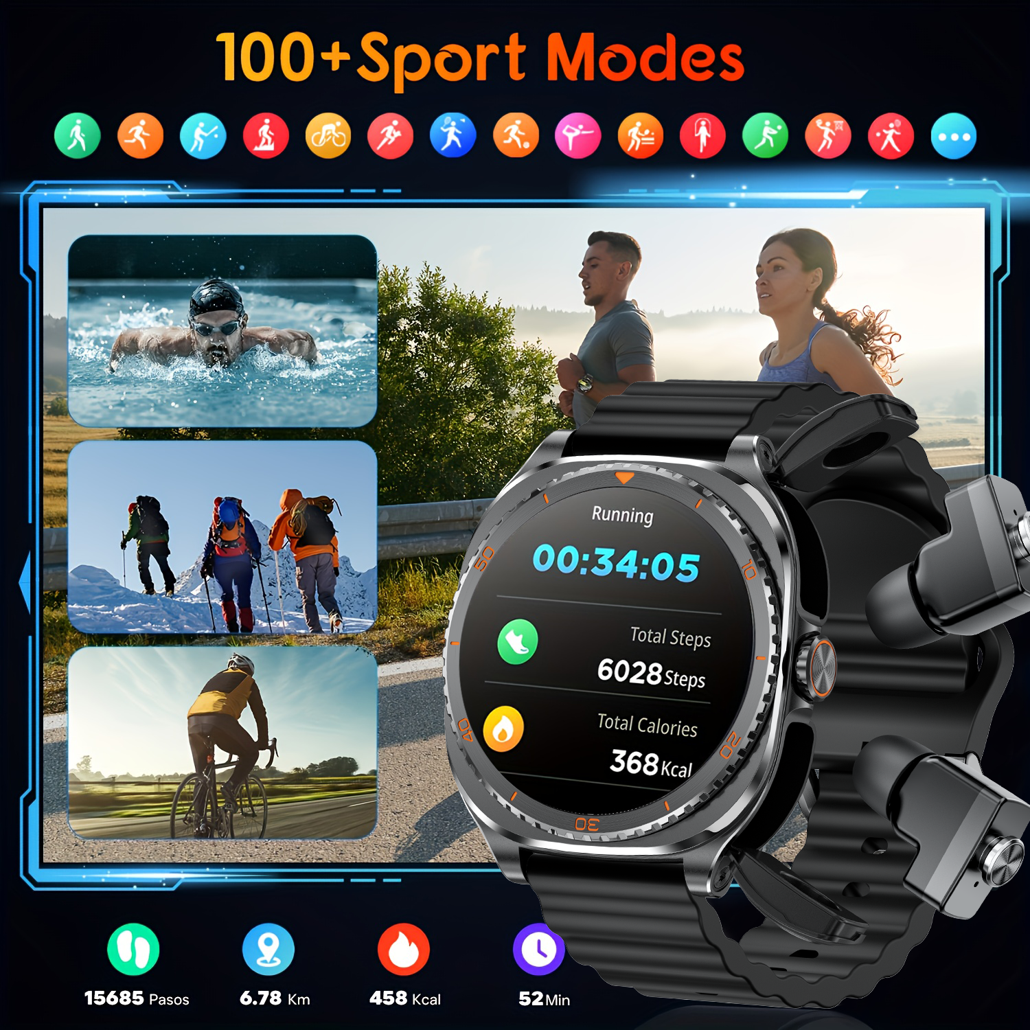 TWS 2in 1 Smart Watch with Hea - مراجعة Smartwatch Headset وسعره