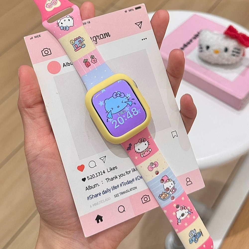 Anime Sanrio Lovely Kitty Sili - مراجعة Apple Smartwatch Accessories وسعره