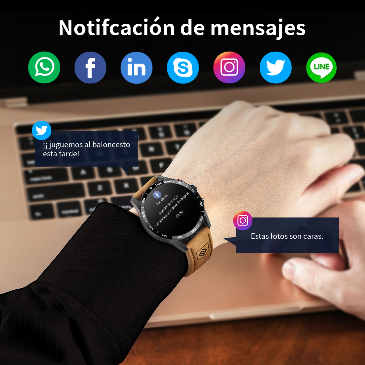 LIGE 2024 New Rugged Military  - مراجعة Smartwatch Instagram وسعره
