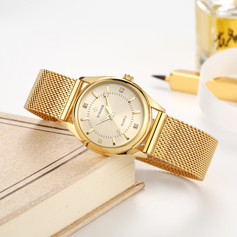 WWOOR Luxury Brand Dress Gold  - مراجعة Stainless Mesh Band وسعره