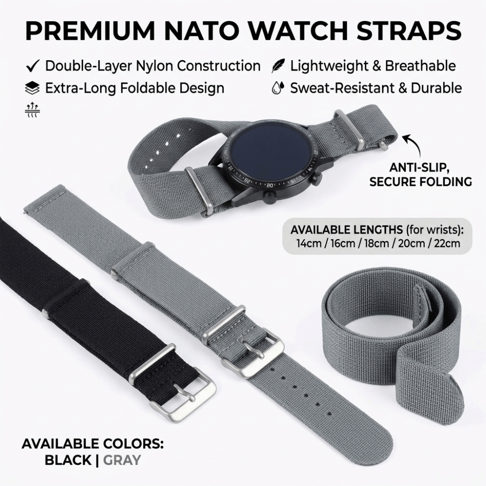 14/16/18/20/22mm NATO Watch Ba - مراجعة Nylon Nato Strap وسعره