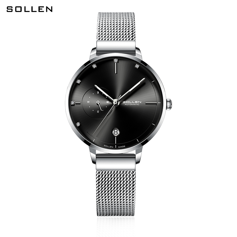 SOLLEN-Automatic Mechanical Wa - مراجعة Stainless Mesh Band وسعره